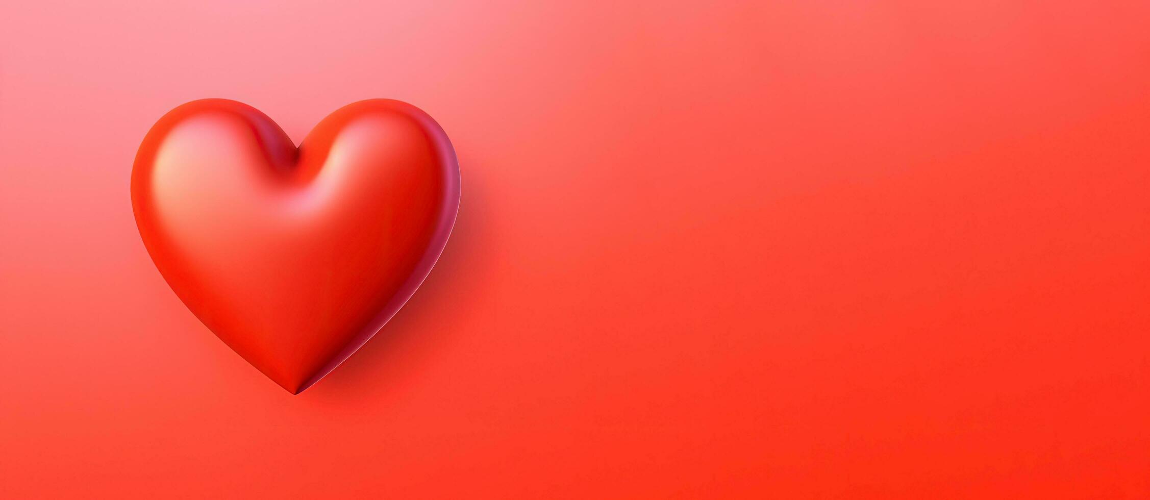 3d red heart with copy space photo