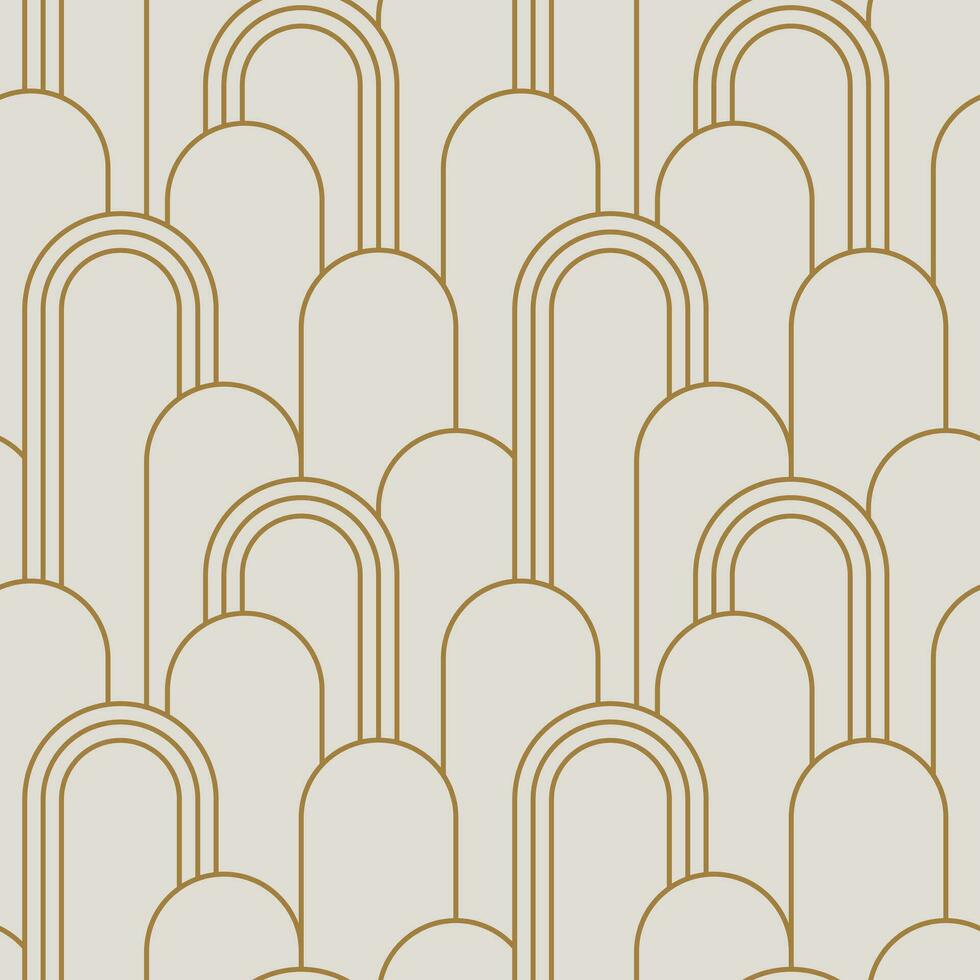 patrón sin costuras art déco vintage. formas geométricas de oro de arte lineal. ilustración vectorial de adornos modernos. fondo elegante retro gatsby para tela, papel tapiz o envoltura vector