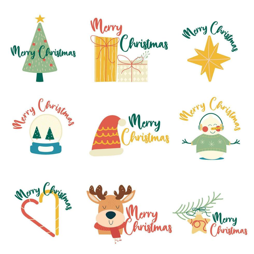 alegre Navidad letras diseños vector