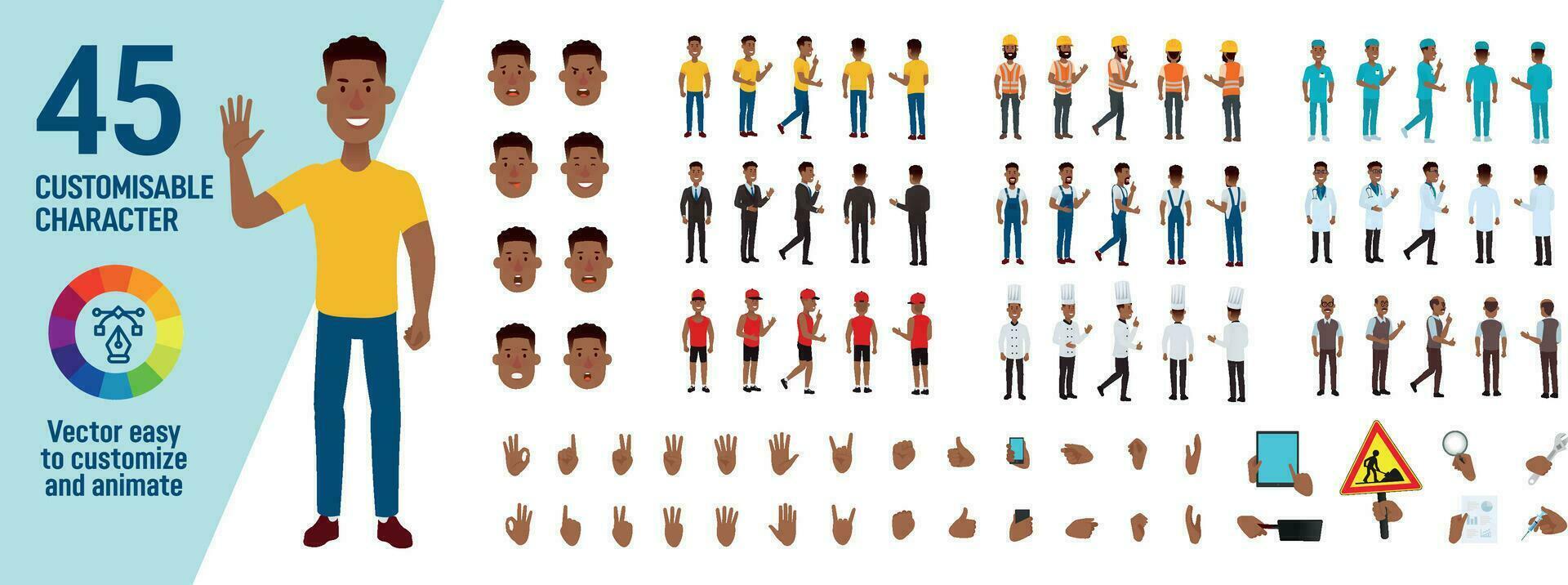 Customisable Character set for animation vector