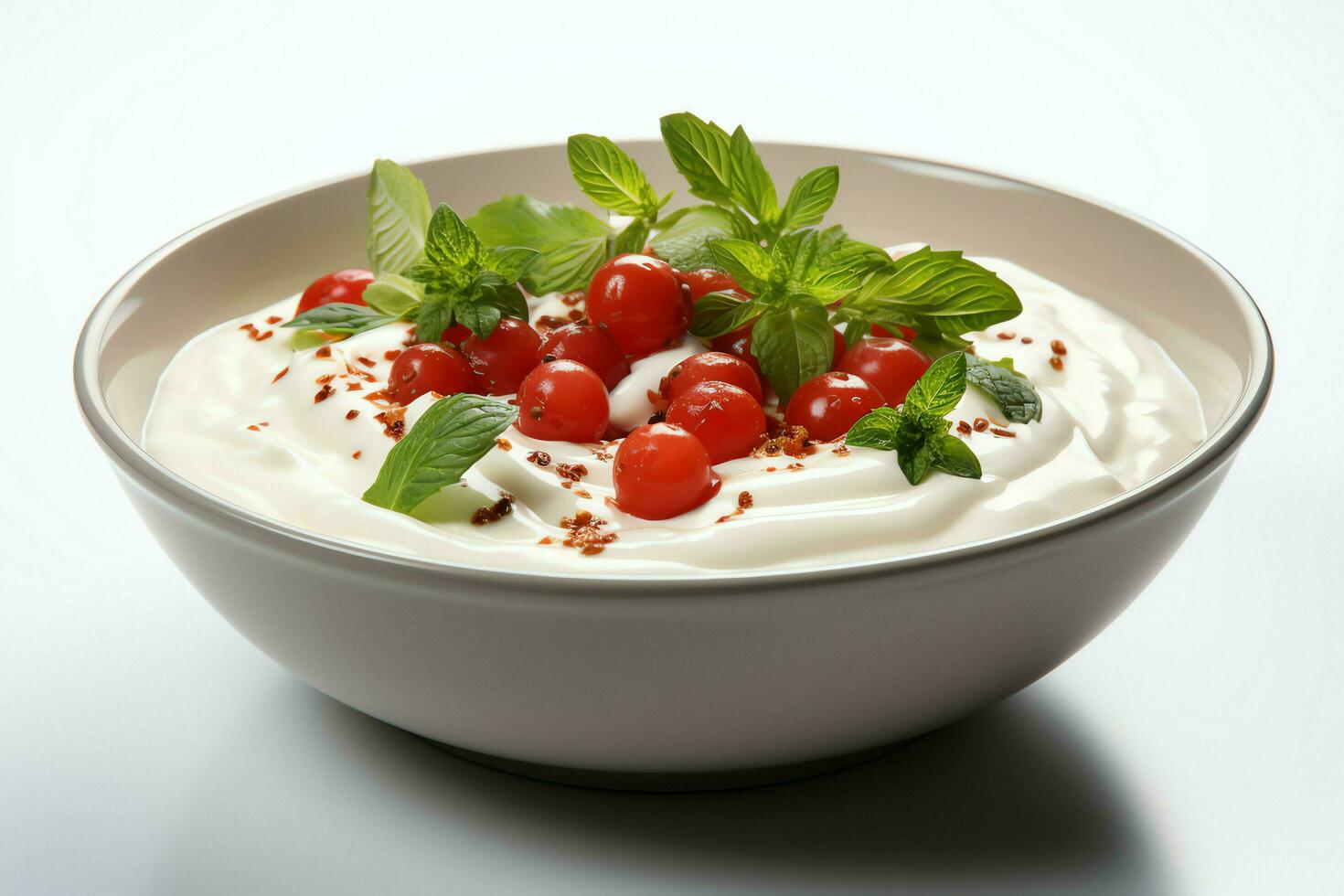 A delicious tomato soup food in a bowl. Winter food and healthy protein soup meal concept by AI Generated photo