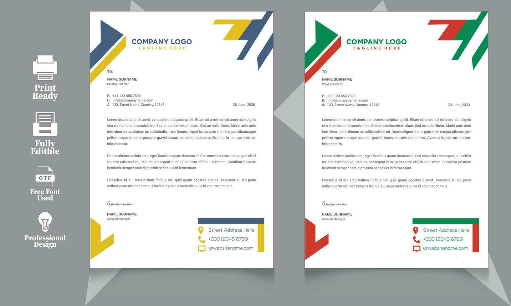 Creative and modern corporate business latterhead a4 layout template design vector