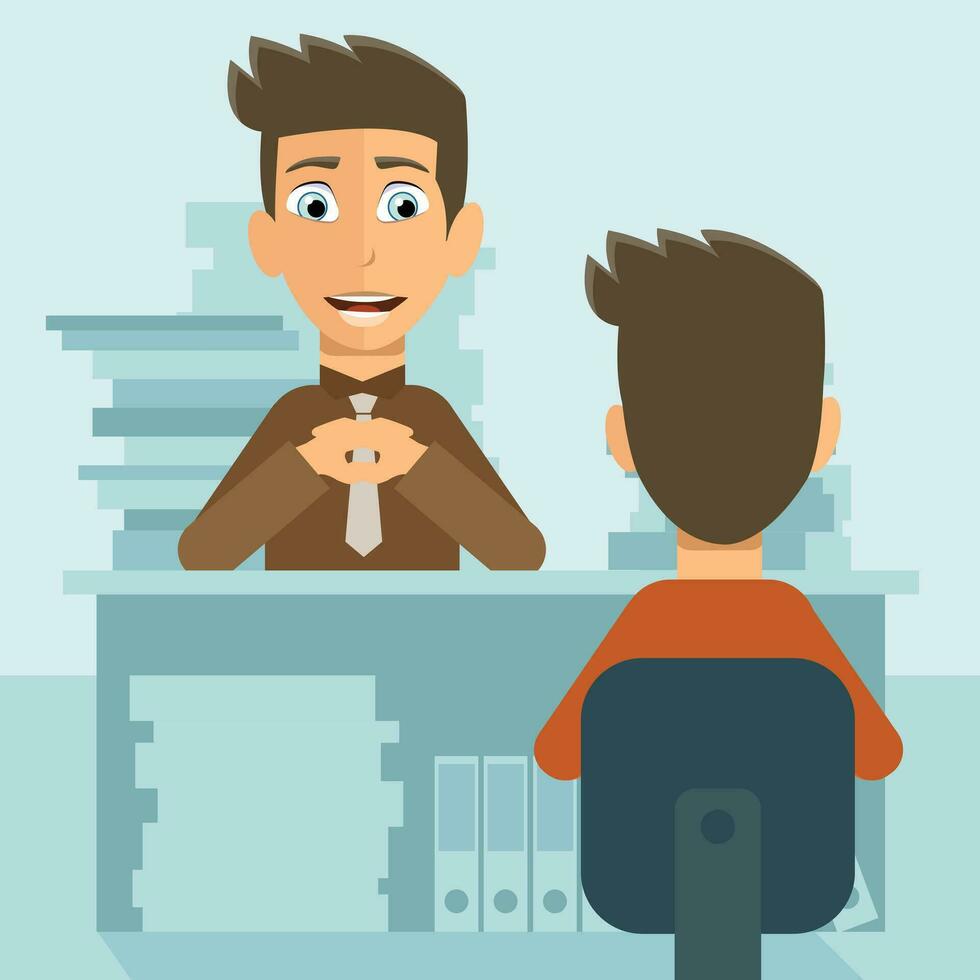 Job interview. Hiring new people for the job concept. Flat vector illustration