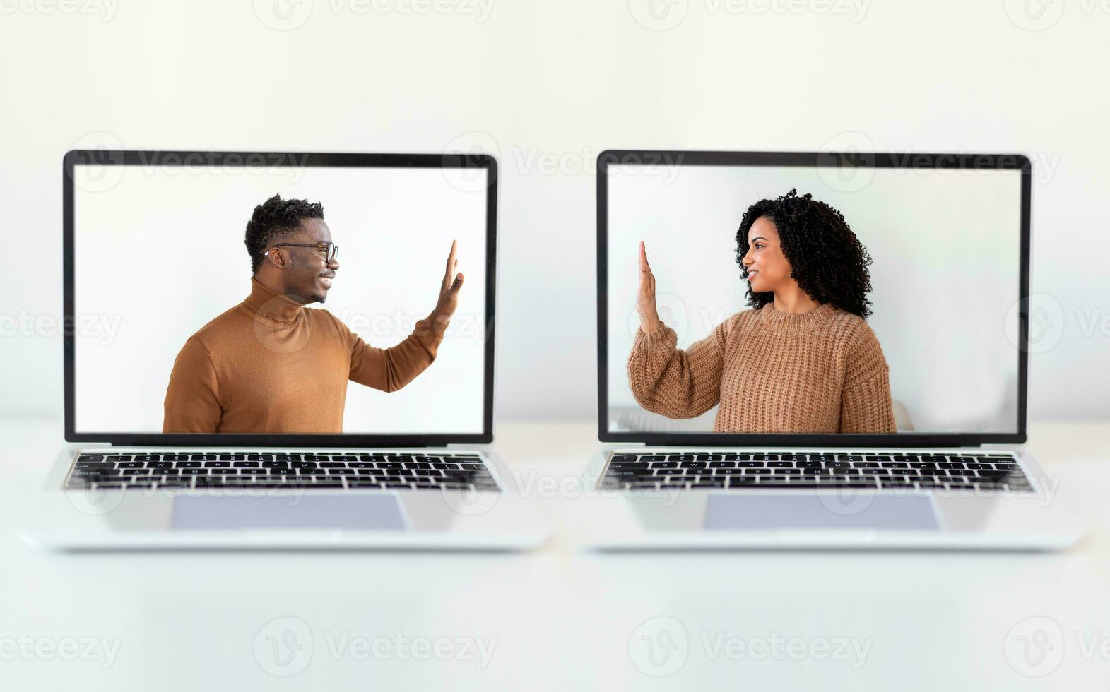 Couple living in Social relations at Covid19 social distancing times photo