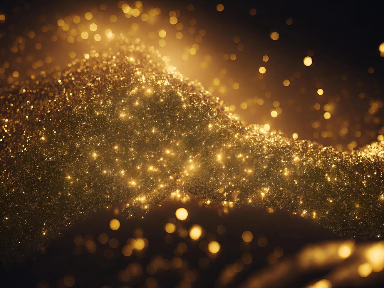 Abstract shiny light and gold particle background. AI Generative. photo