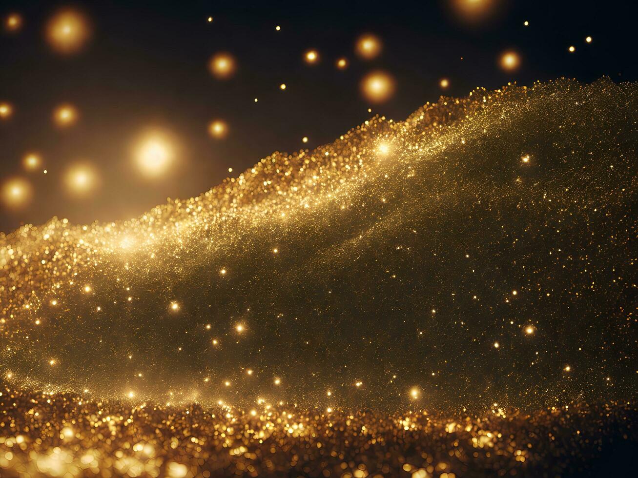 Abstract shiny light and gold particle background. AI Generative. photo