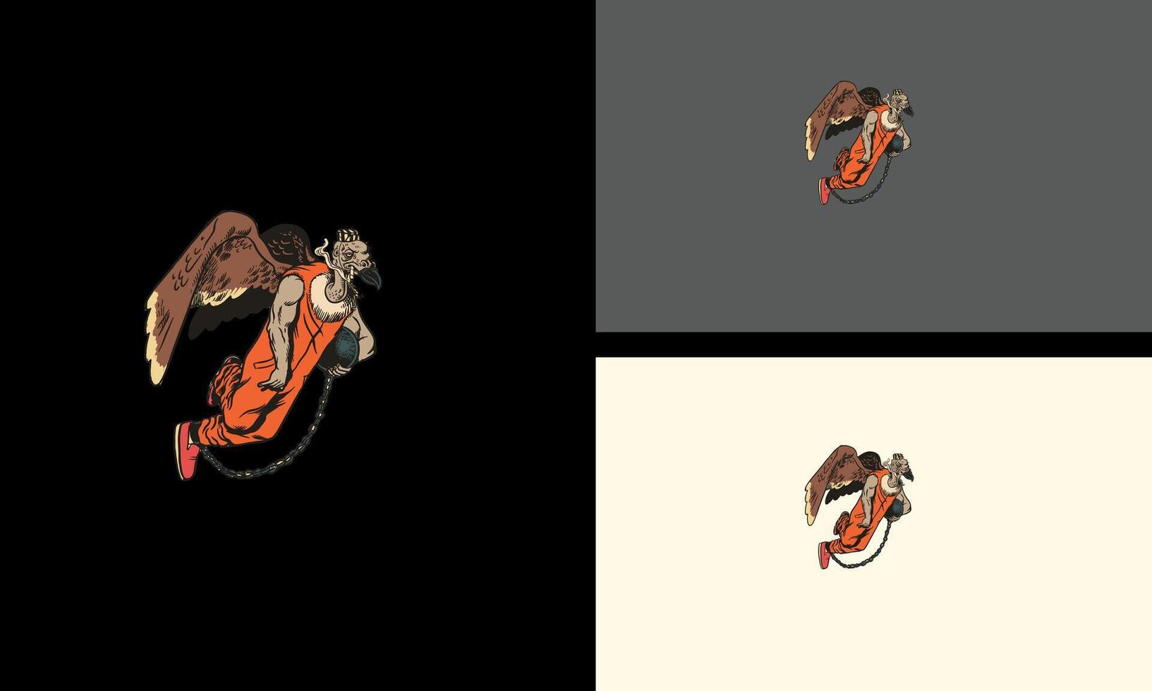 zombie flying mascot flat design vector