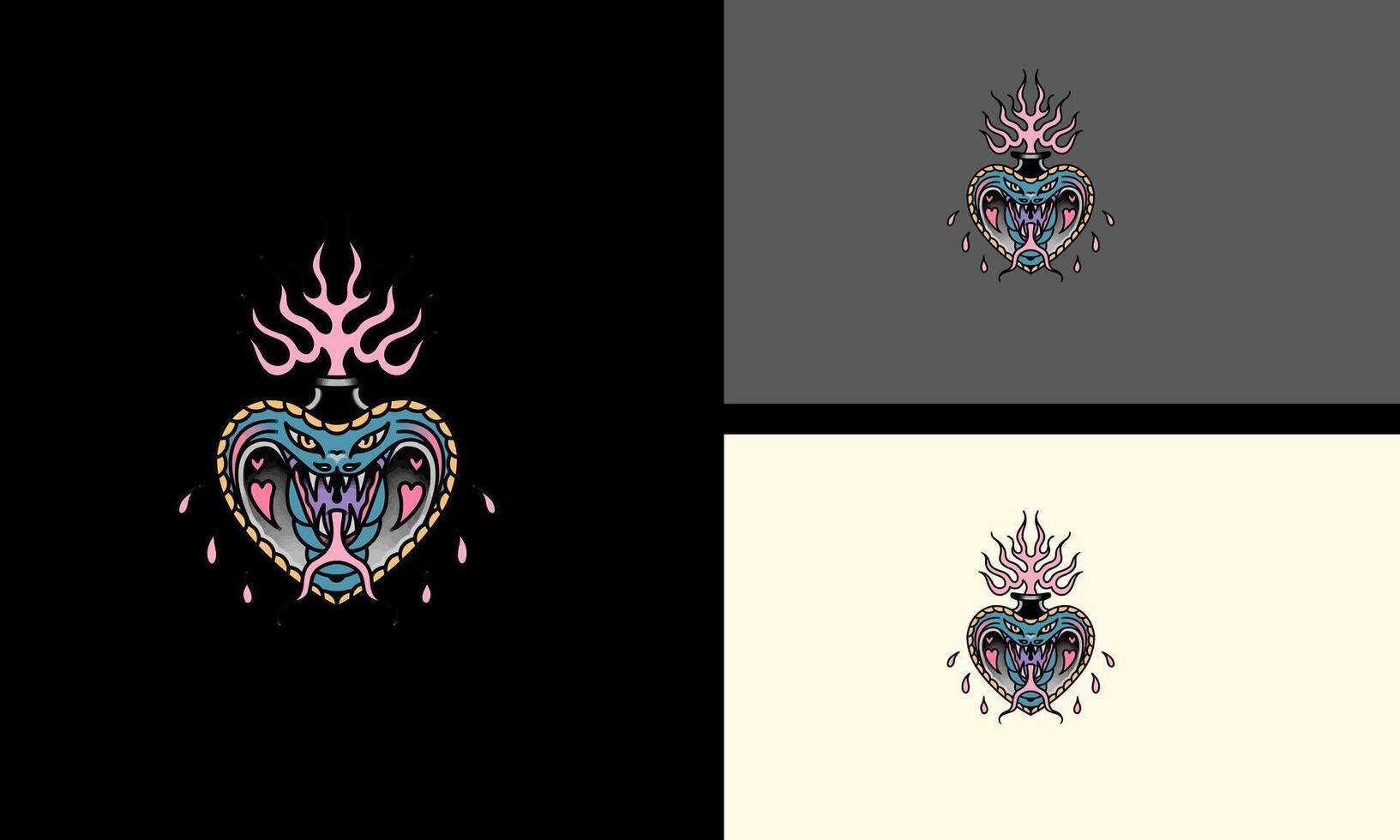 head snake and flames vector design