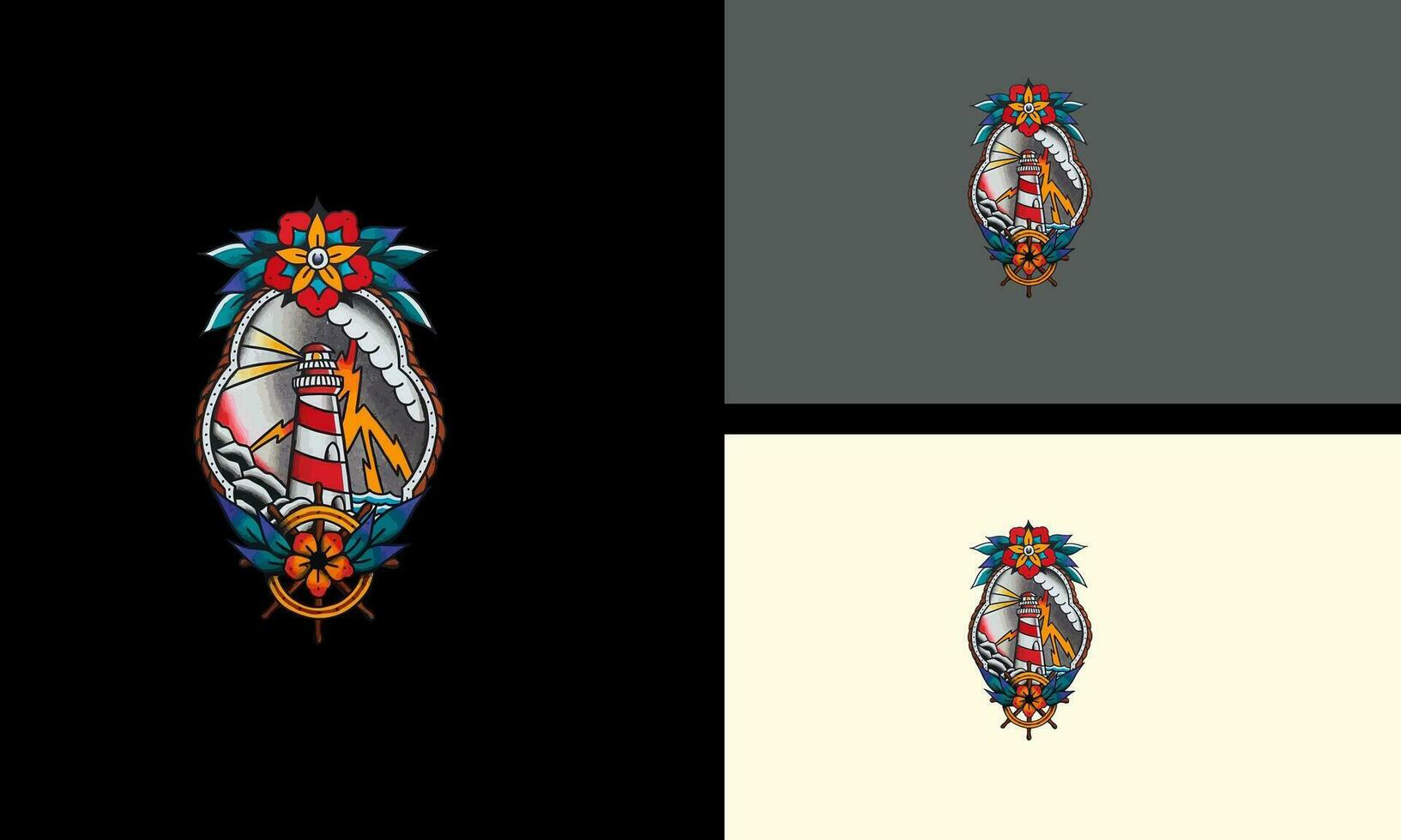 lighthouse and flowers vector mascot design