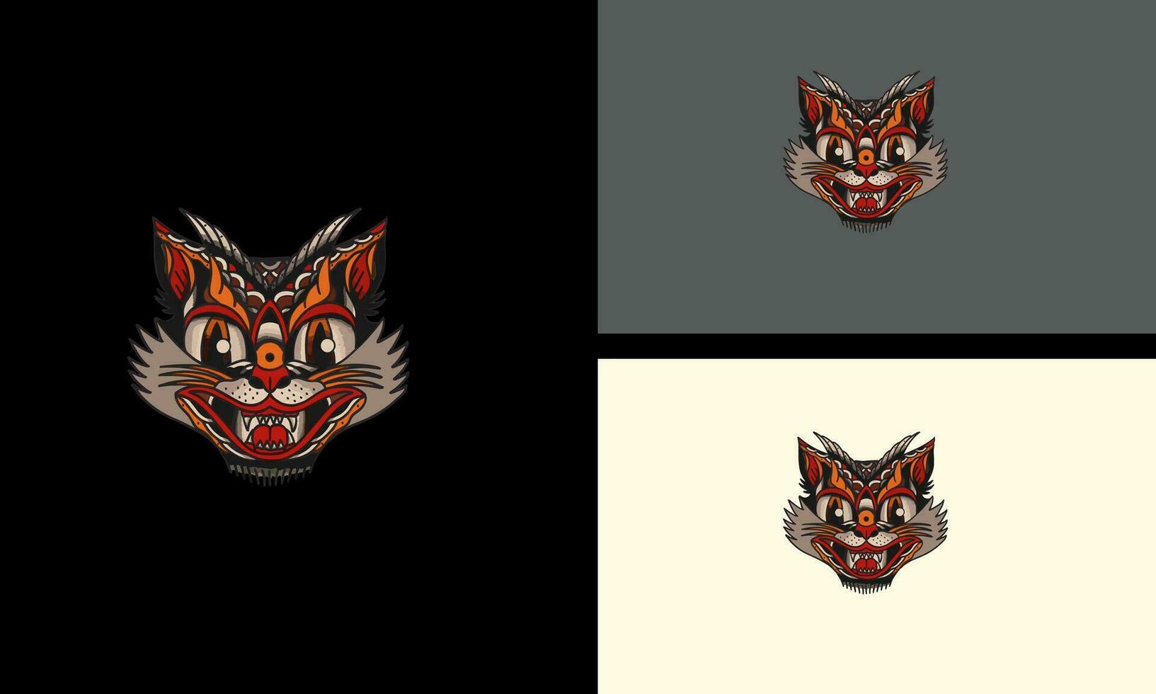 head cat zombie vector mascot design