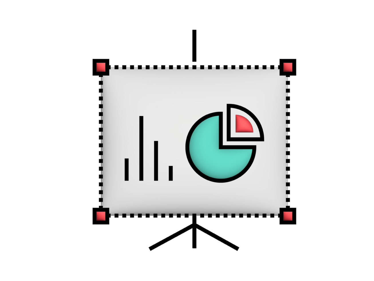 a white board with a pie chart on transparent background png