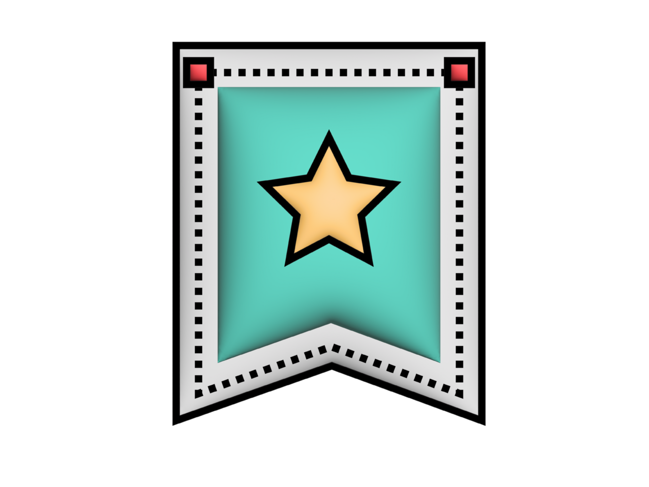 a star on a green banner with a red border png