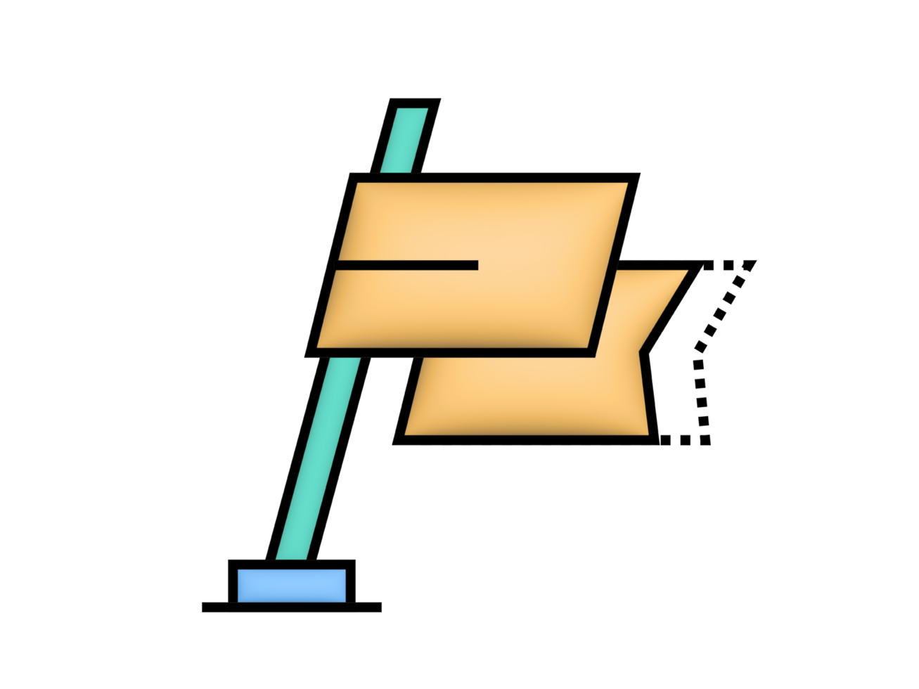 a flag with a stick on it, on a transparent background png