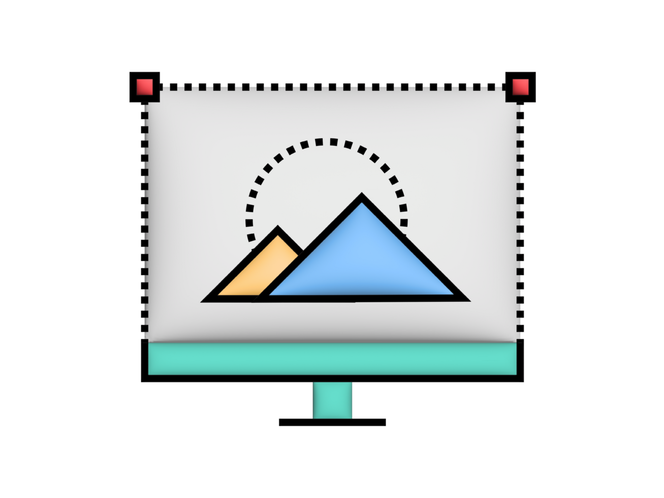 une ordinateur moniteur avec une Montagne sur il png