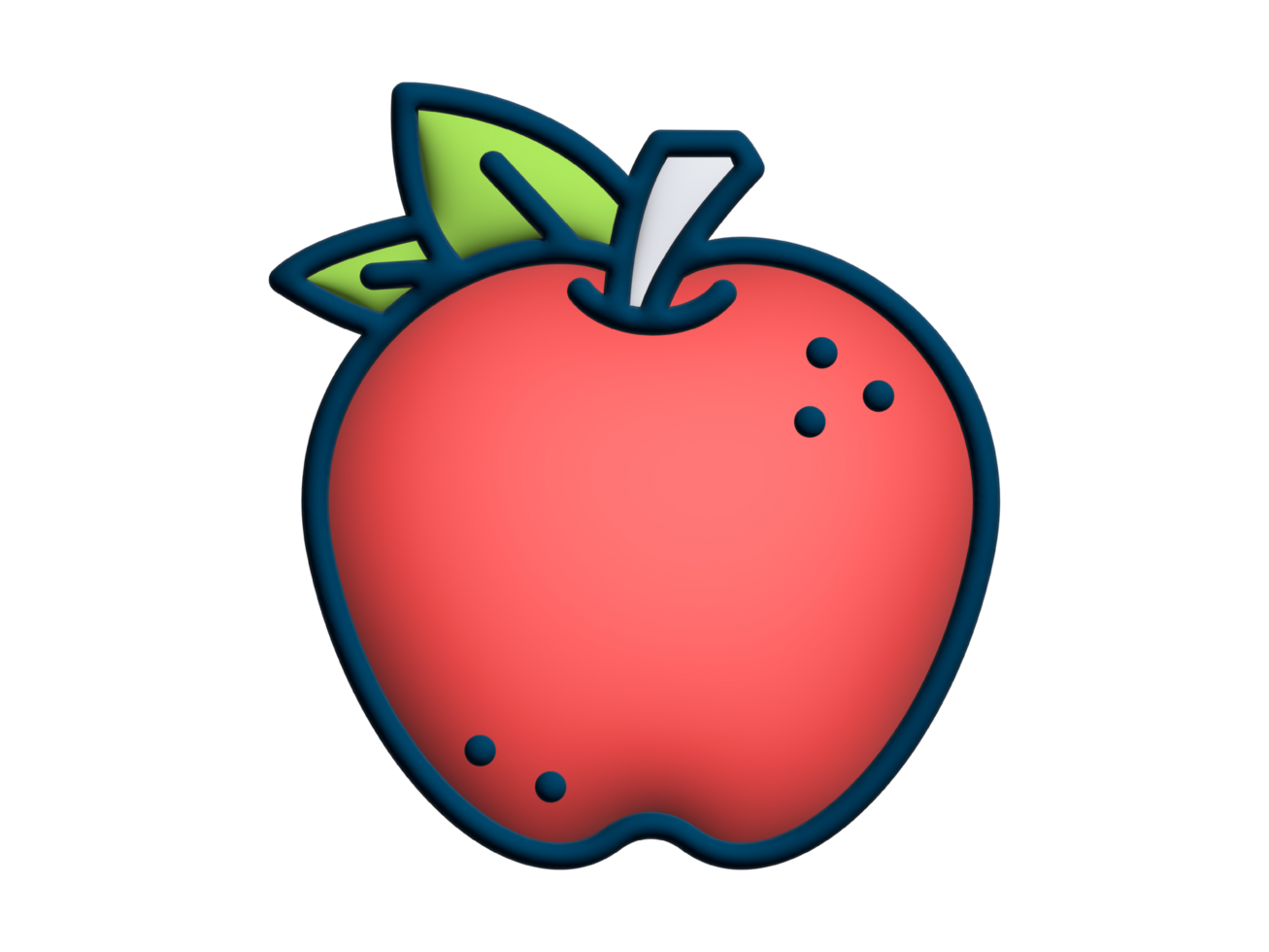 3d cartoon apple on transparent background png
