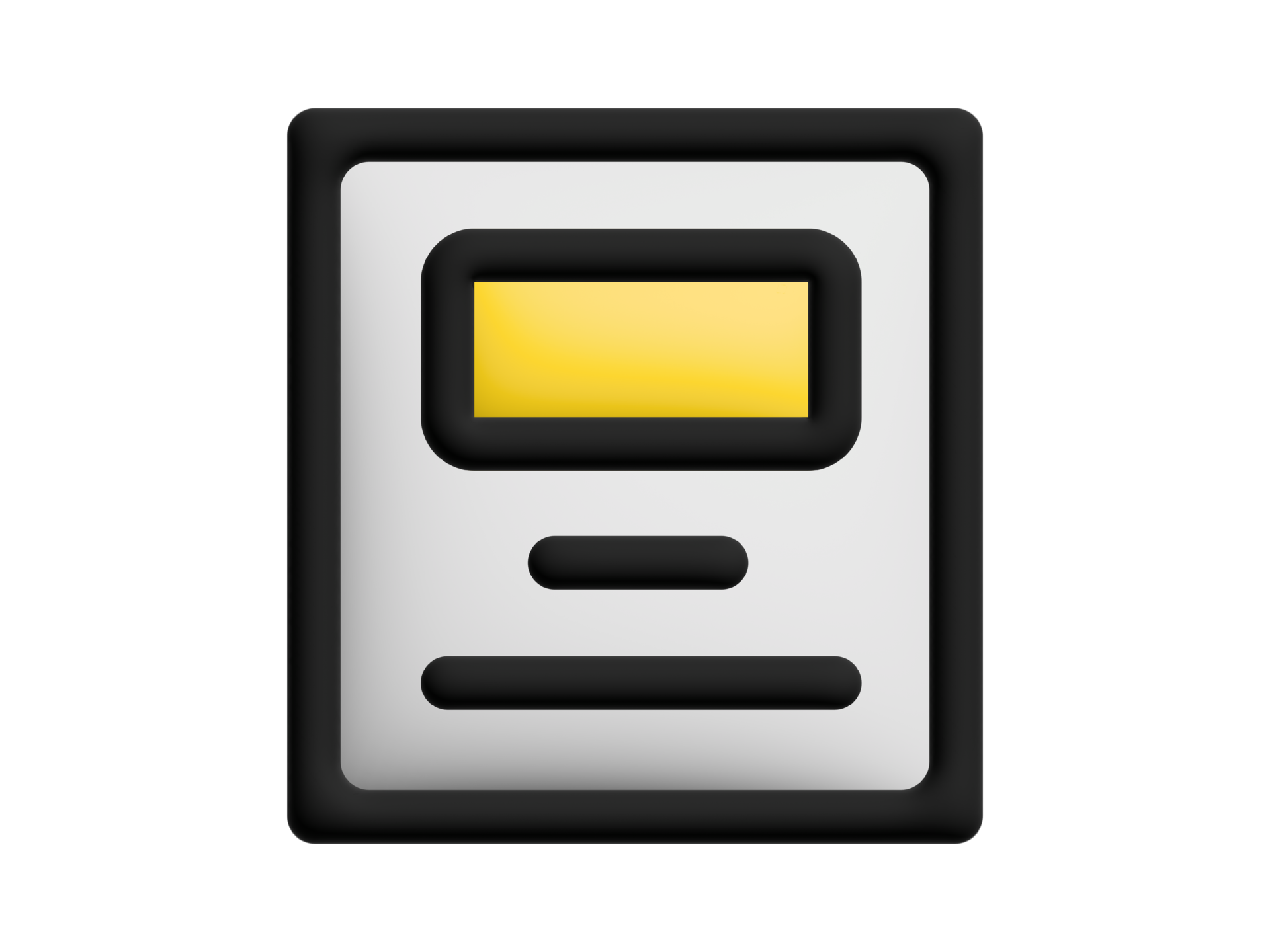 a black and white computer icon with a yellow screen 26571038 PNG