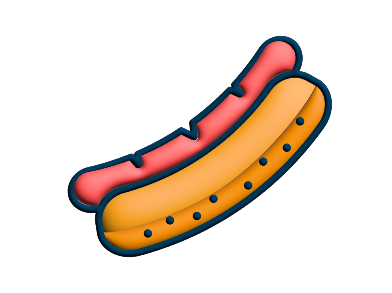 hot dog icon, cartoon style, isolated on transparent background png