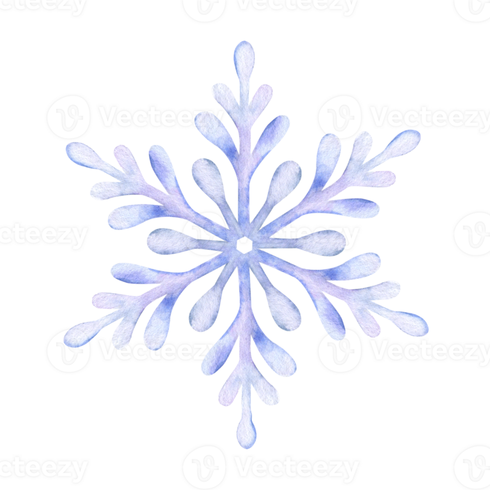 snöflinga. vattenfärg illustration. isolerat. Semester traditionell dekoration, symbol av vinter- och kall väder. för kort, affisch, hälsning, vykort, inbjudan, baner. png