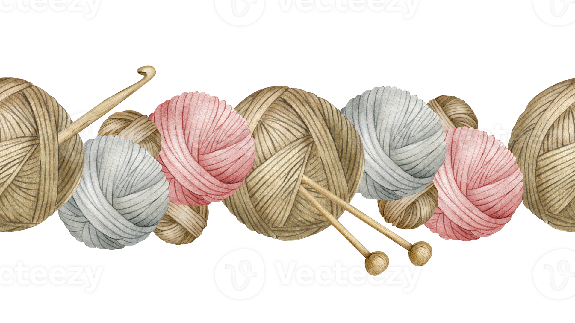 Yarn Balls Balls Of Wool Skeins Of Yarn Wooden Knitting Needles Yarn Balls Balls Of Wool Skeins Of Yarn Wooden Knitting Needles Hooks Watercolor Seamless Border For Product Packaging Design Knitter Blog Needlework Store Png