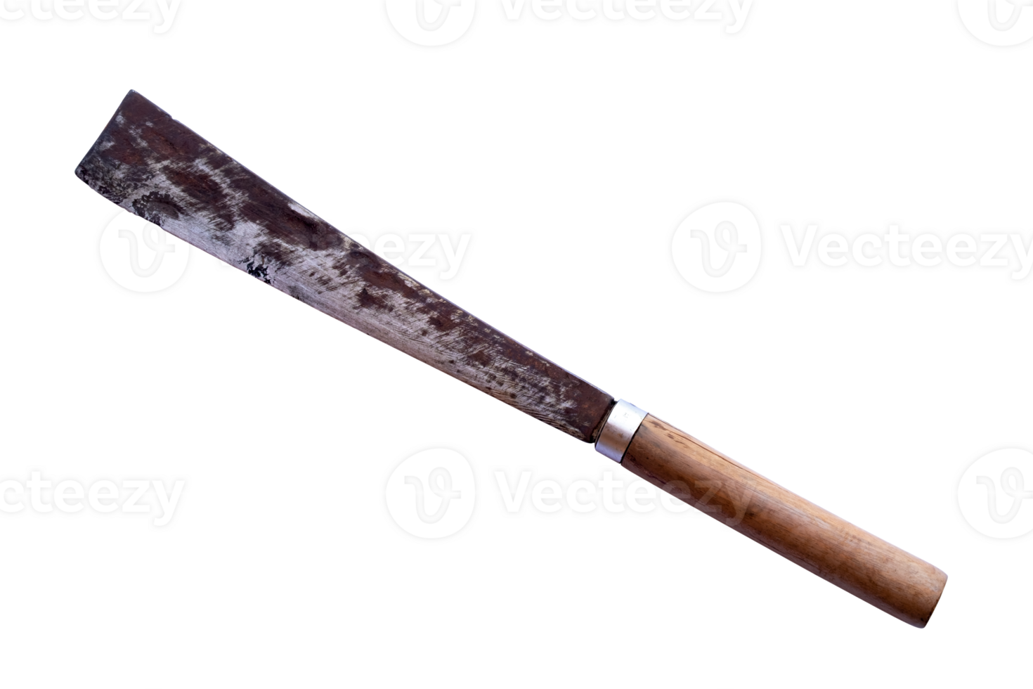 handgemacht traditionell Waffen im lokal von alt rostig groß Messer von alt Holz und Stahl isoliert auf ein transparent Hintergrund, png Datei