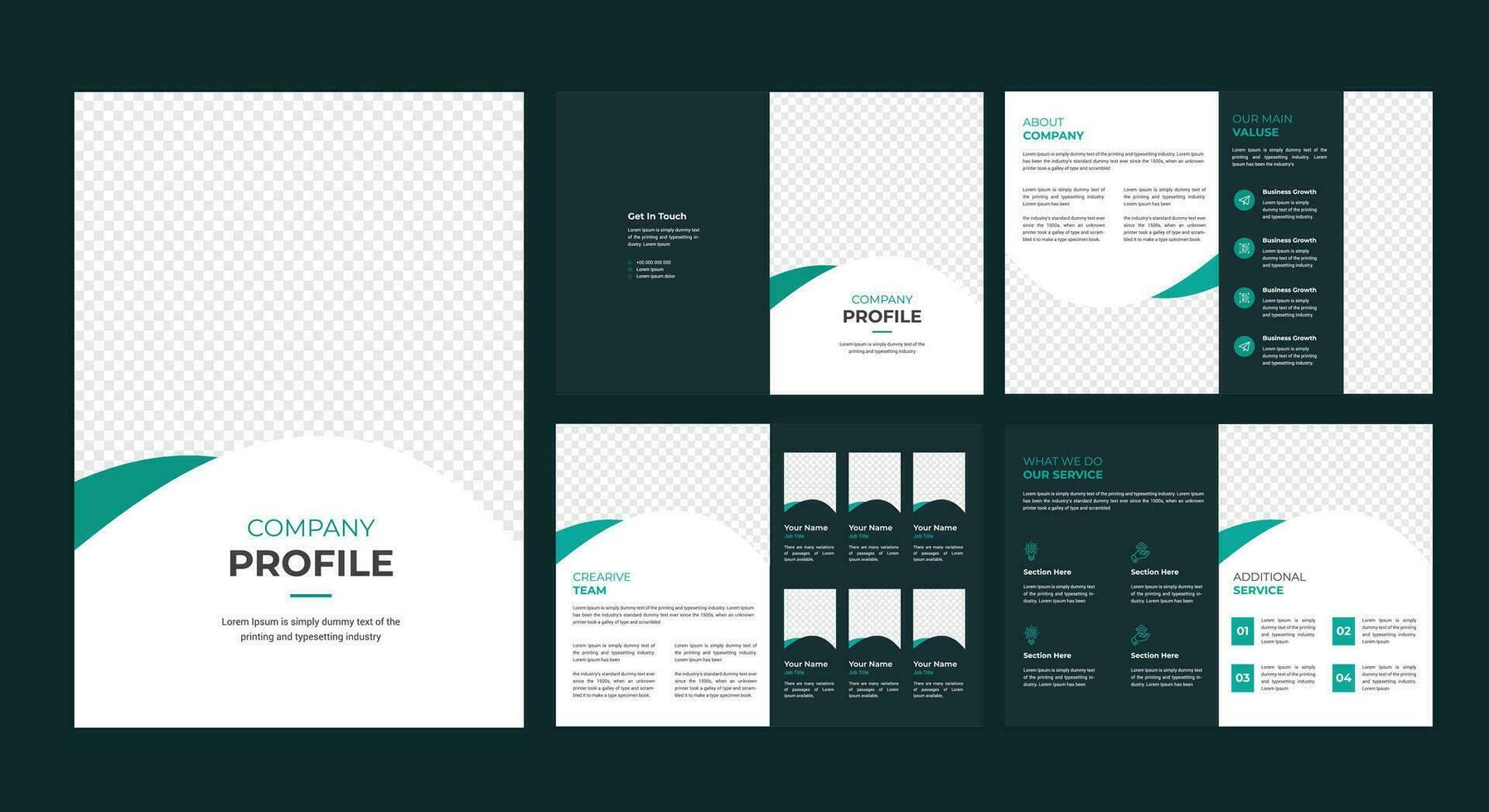 8 Page Company Profile Design vector