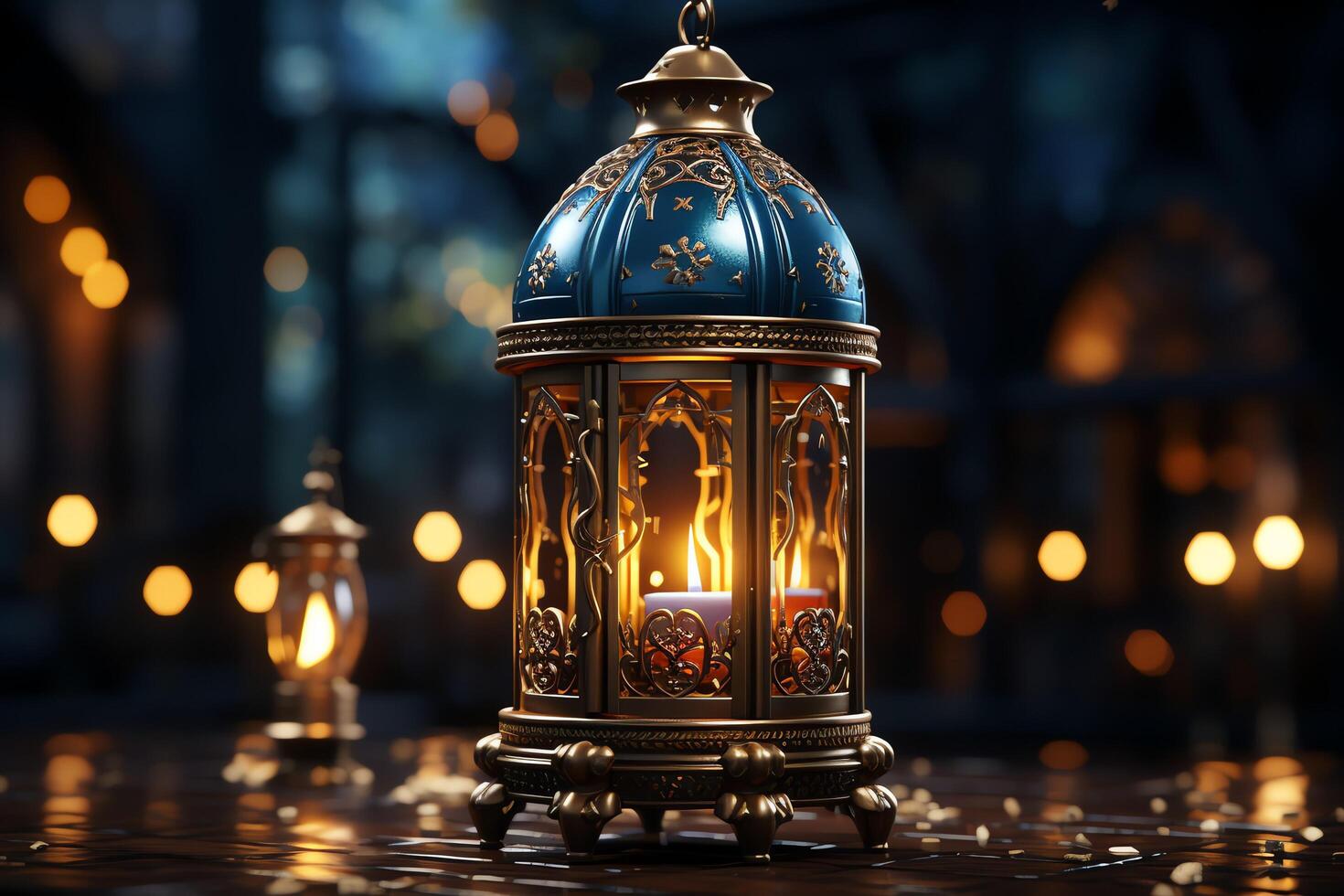 Eid mubarak and ramadan kareem greetings with islamic lantern and mosque. Eid al fitr background. Eid al fitr background of window concept by photo