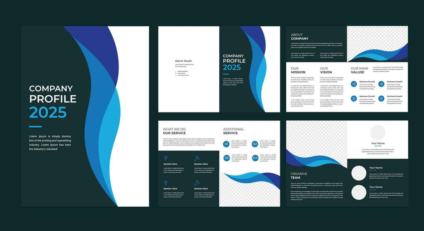 8 Page Company Profile Design vector