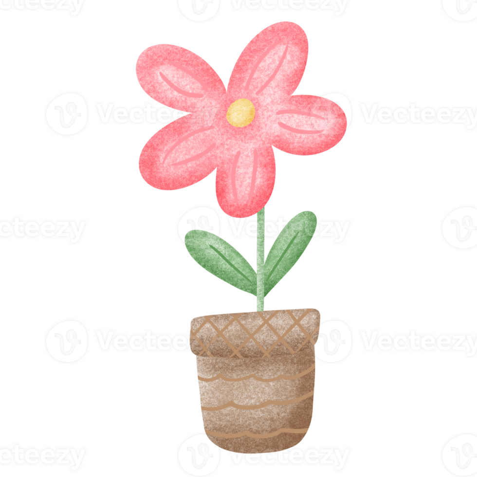 Red flower in pot design illustration png