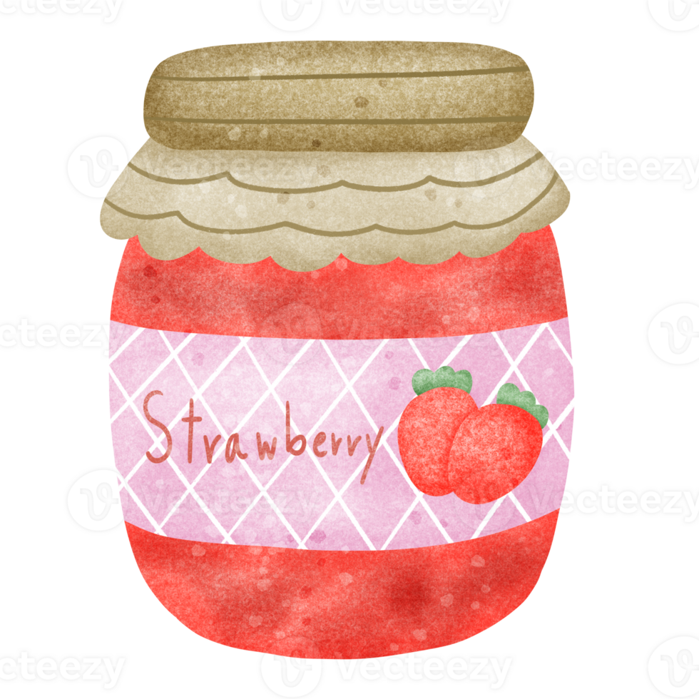 Strawberry jam in glass png