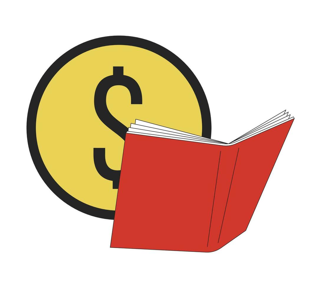 Accounting book flat line concept vector spot illustration. Finance management 2D cartoon outline objects on white for web UI design. Editable isolated color image