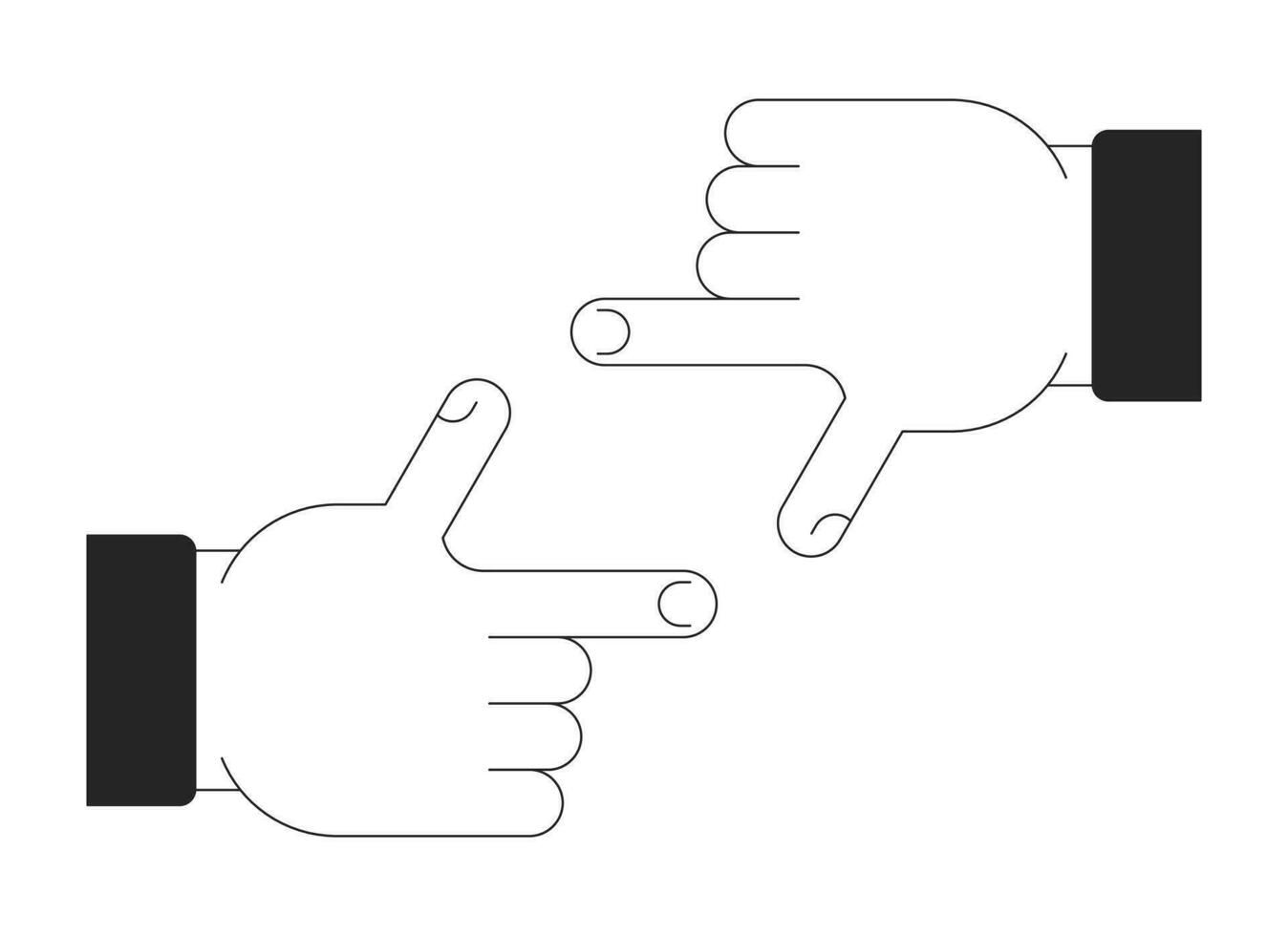 Finger framing flat monochrome isolated vector object. Focus gesture. Hand frame. Perspective. Editable black and white line art drawing. Simple outline spot illustration for web graphic design