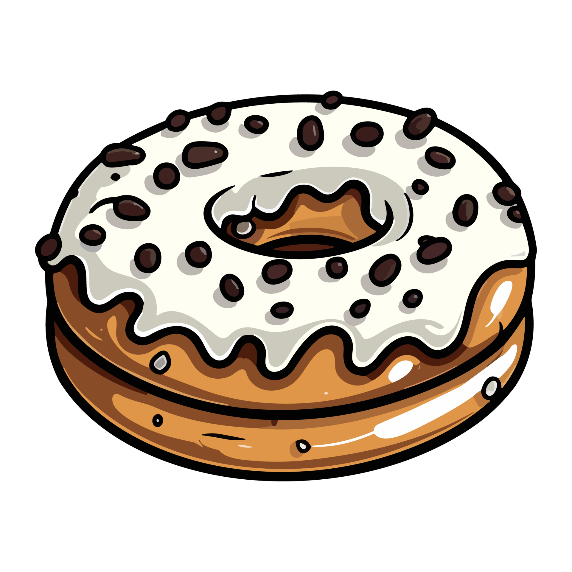 cookies and cream donut clip art illustration. Transparent background