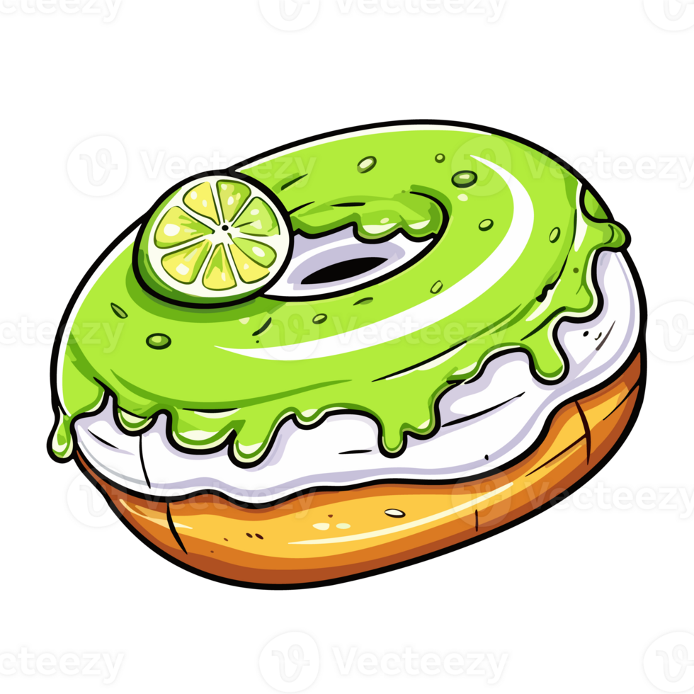 Sleutel limoen taart donut klem kunst illustratie. transparant achtergrond. generatief ai png