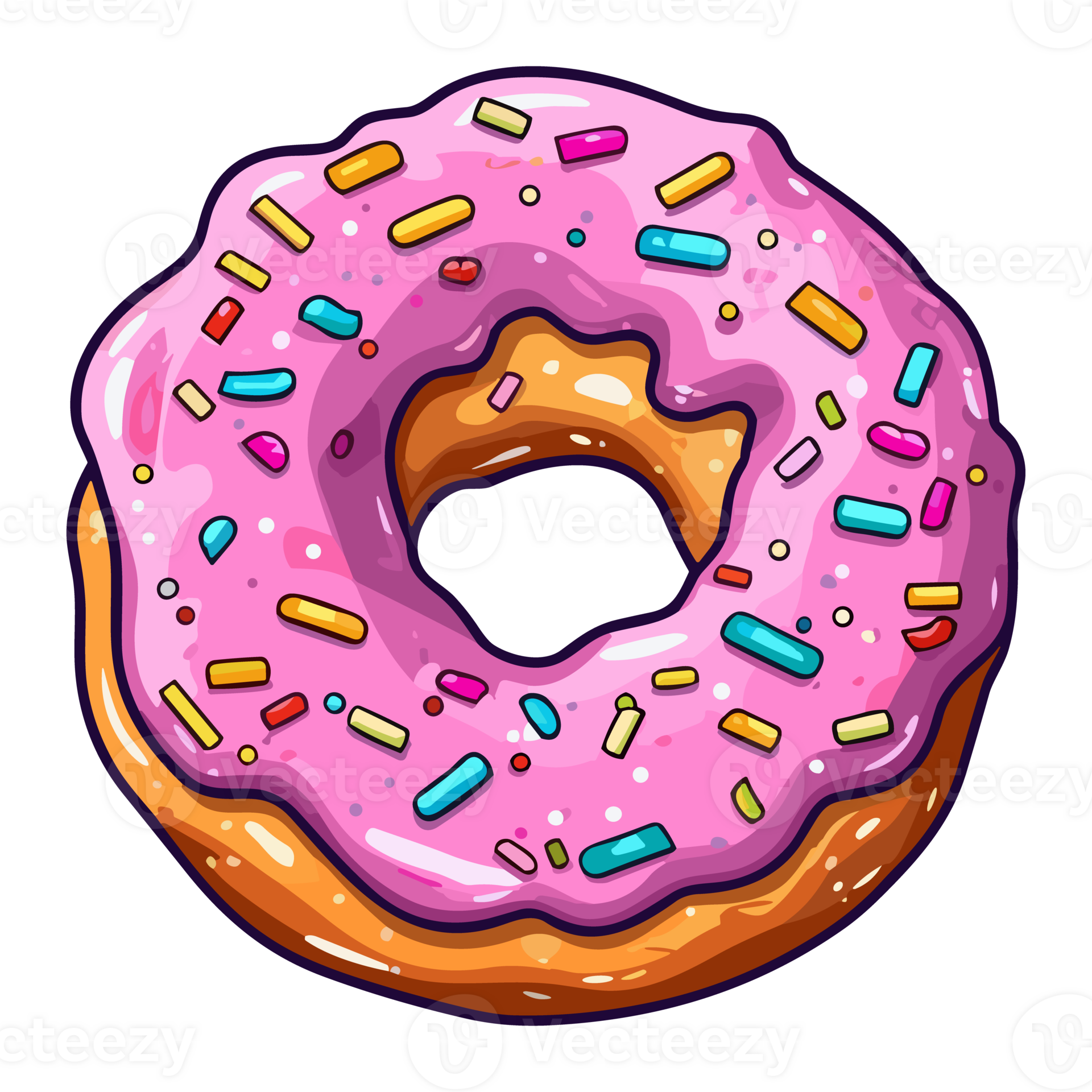 vanilla sprinkle donut sticker. Transparent background. Generative Ai