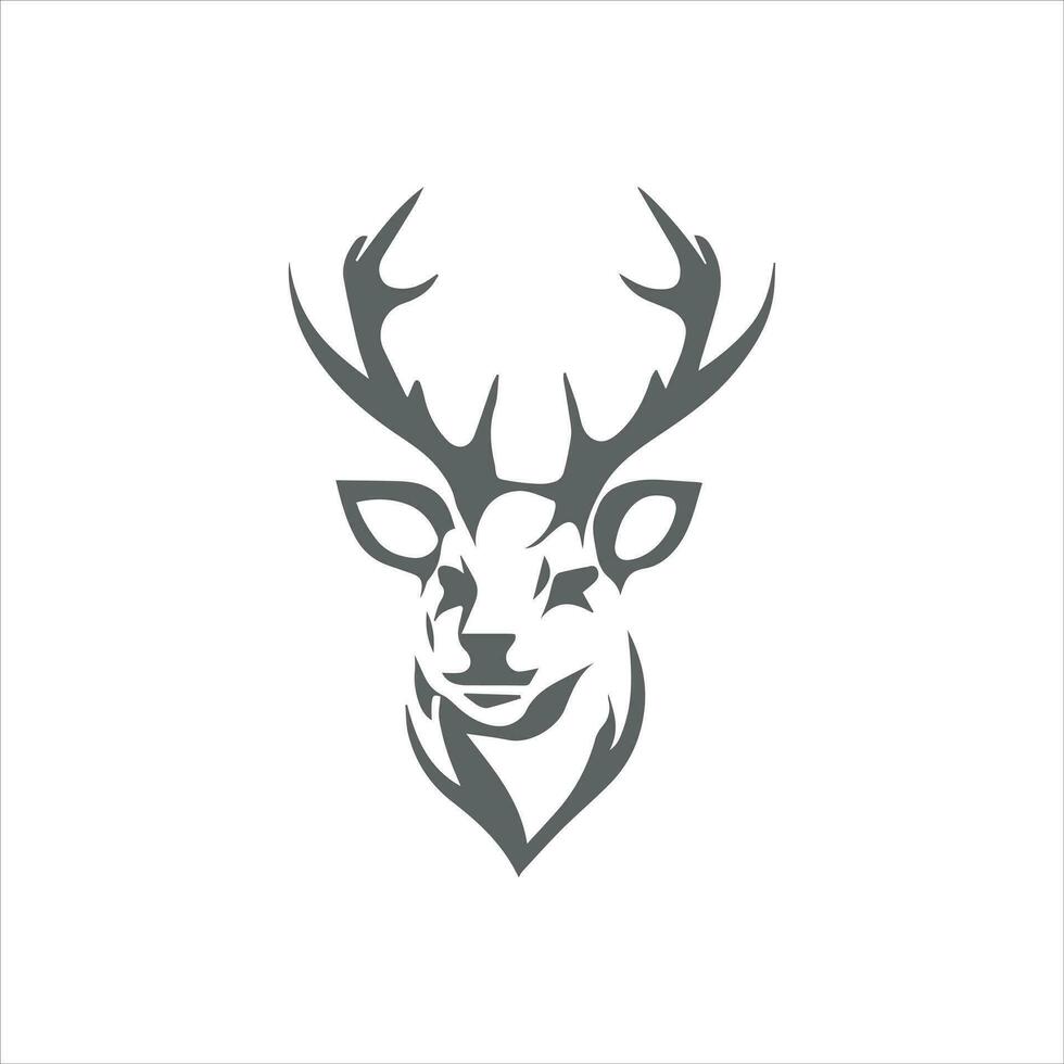 Vector Deer head illustration hand drawn logo template white background