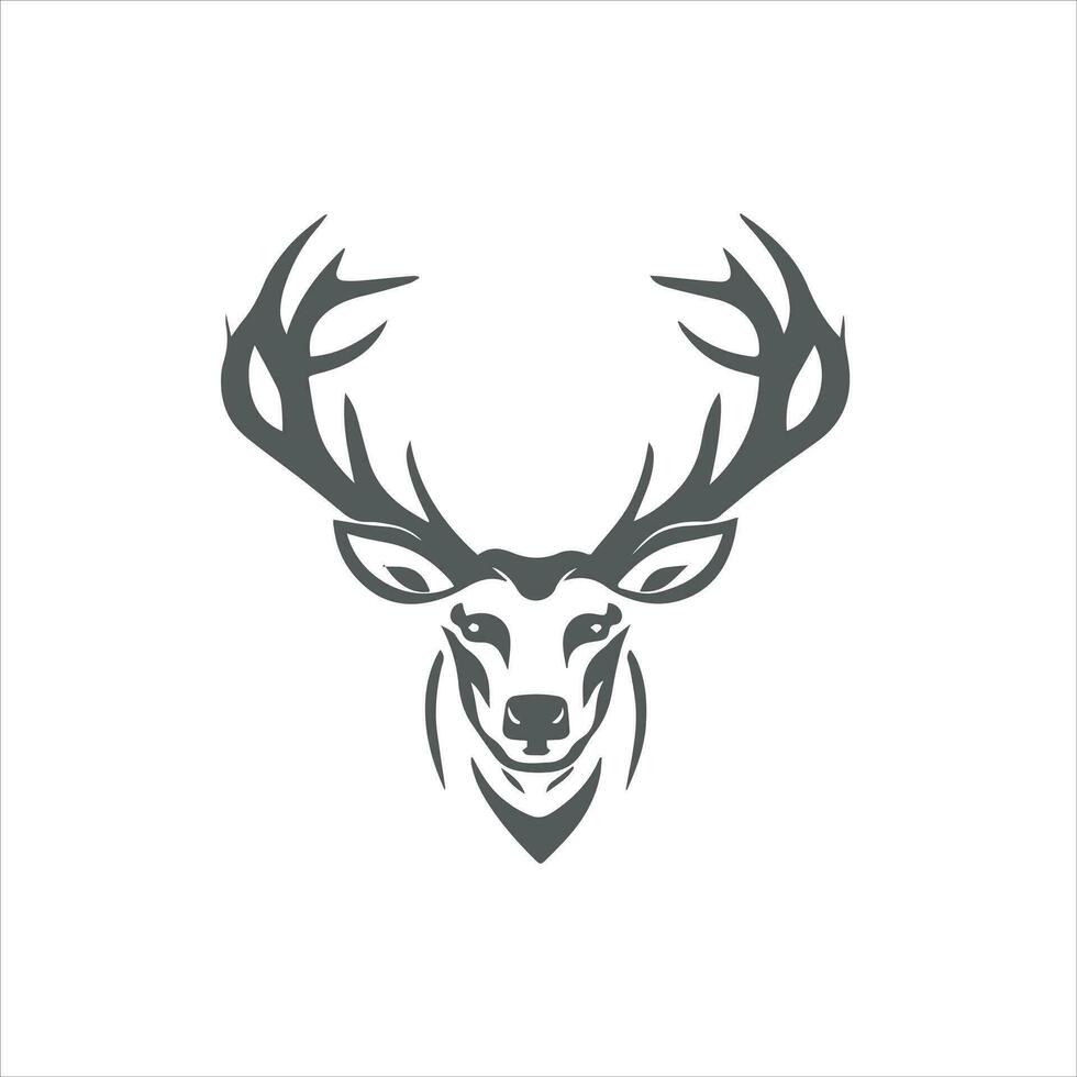 Vector Deer head illustration hand drawn logo template white background