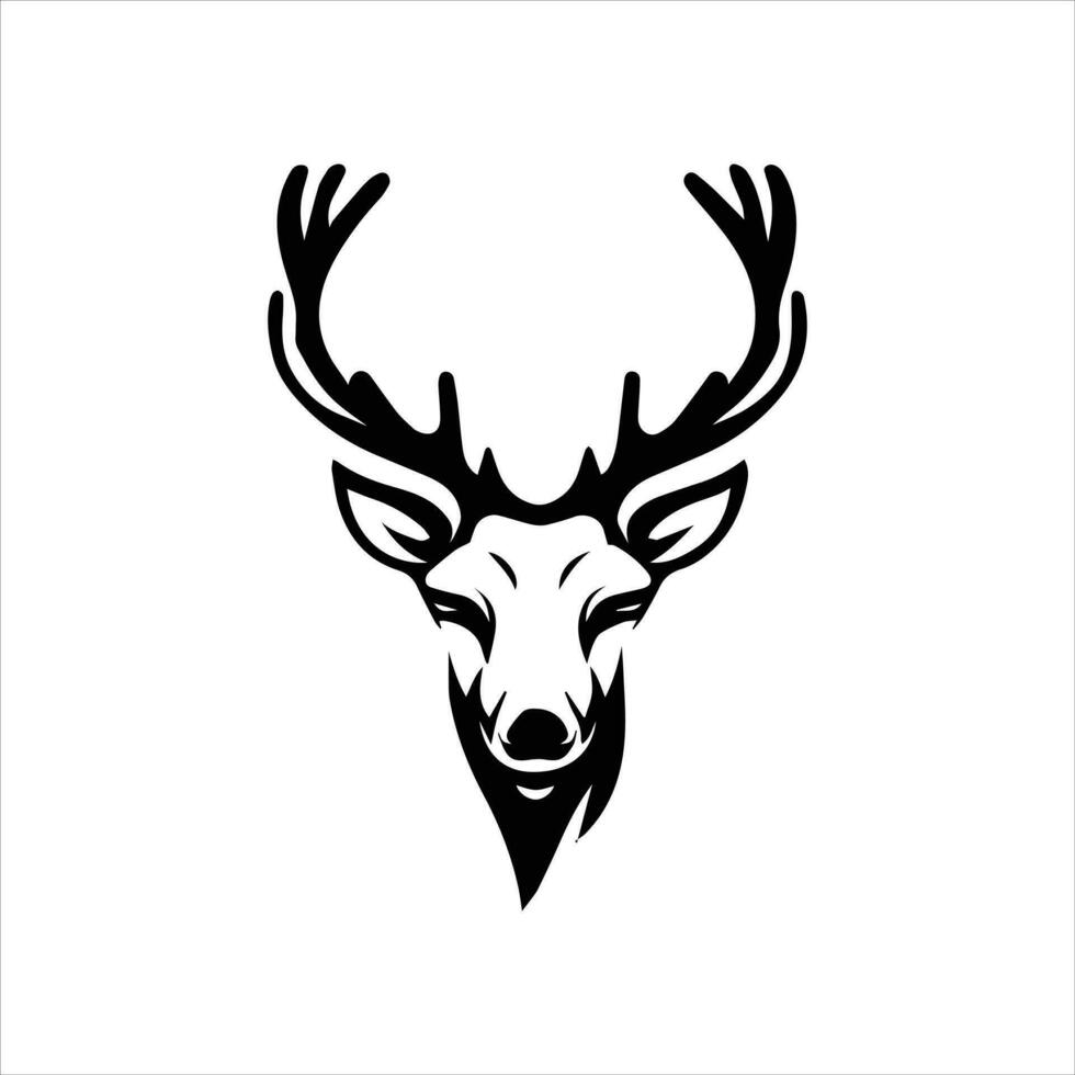 Vector Deer head illustration hand drawn logo template white background