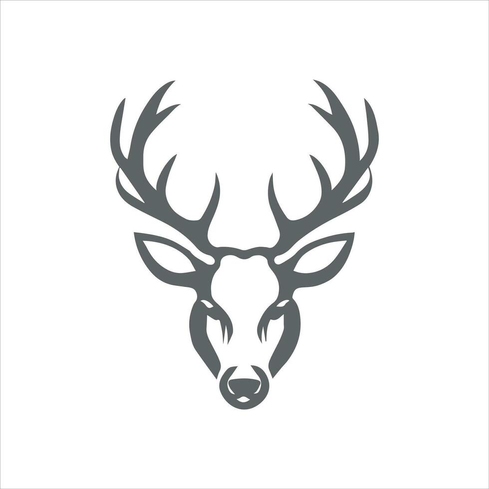 Vector Deer head illustration hand drawn logo template white background