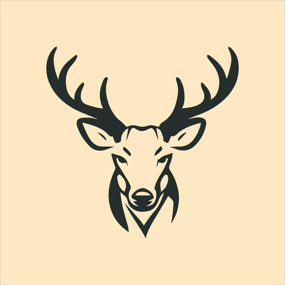 Vector Deer head illustration hand drawn logo template white background