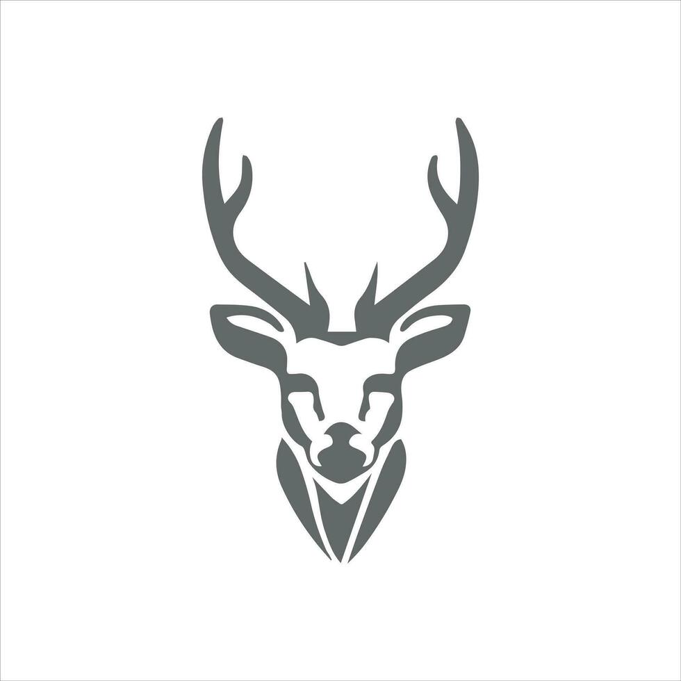 Vector Deer head illustration hand drawn logo template white background