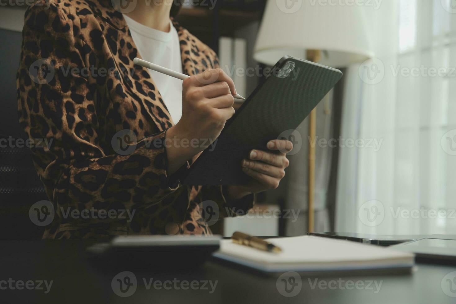 Audit concept,Administrator business man financial inspector and secretary making report calculating balance. Internal Revenue Service checking document. photo