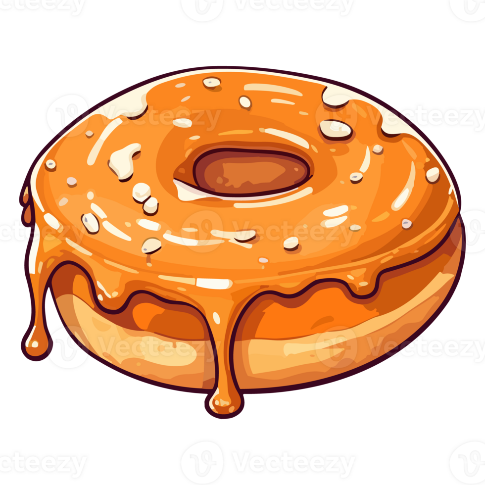 salted caramel donut clip art illustration. Transparent background. Generative Ai png