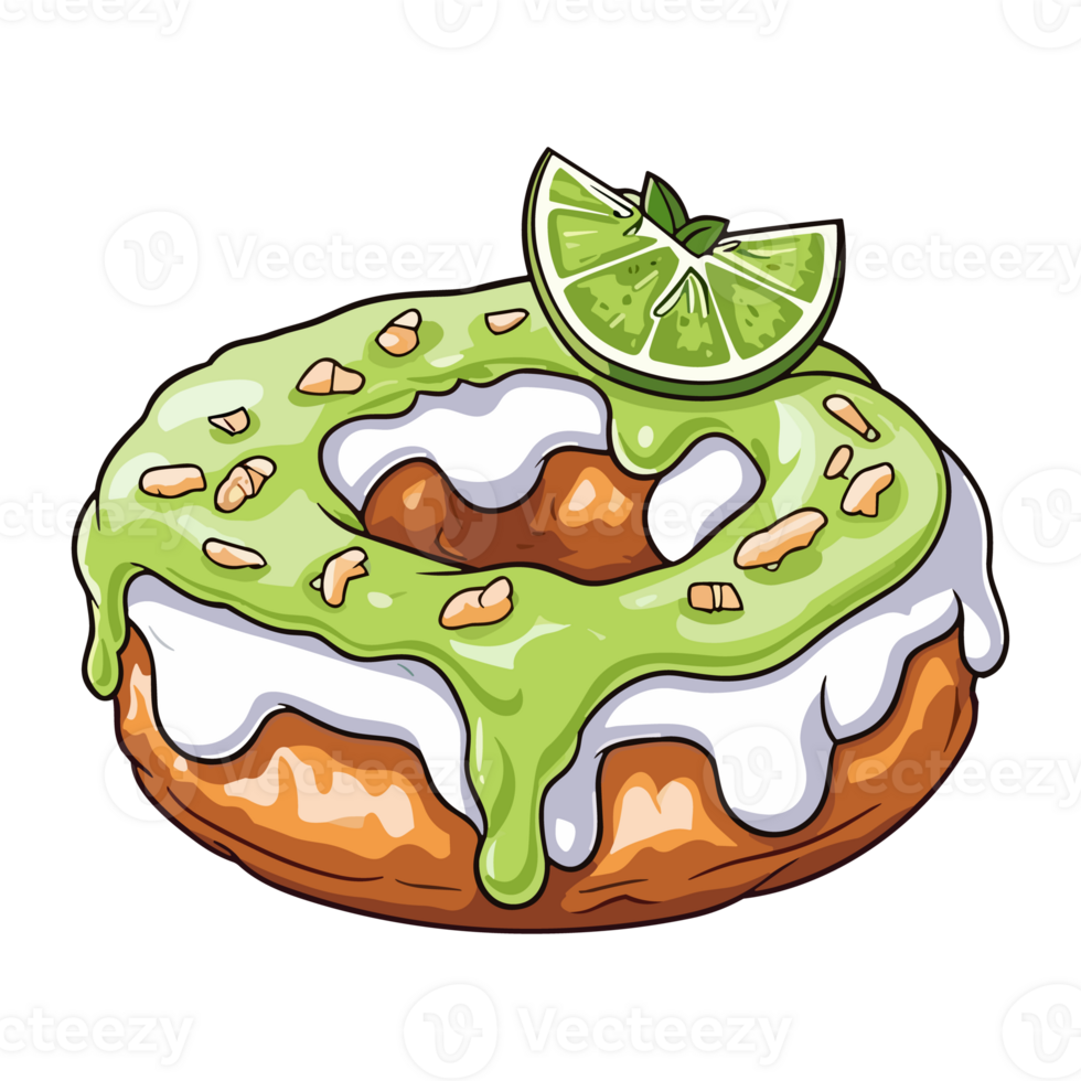 keylime pie donut clip art illustration. Transparent background. png