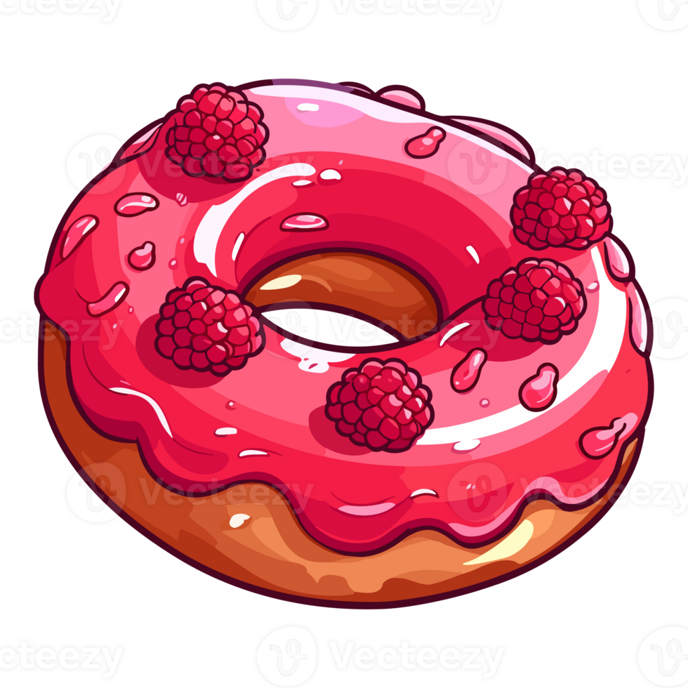 raspberry filled donut clip art illustration. Transparent background. png