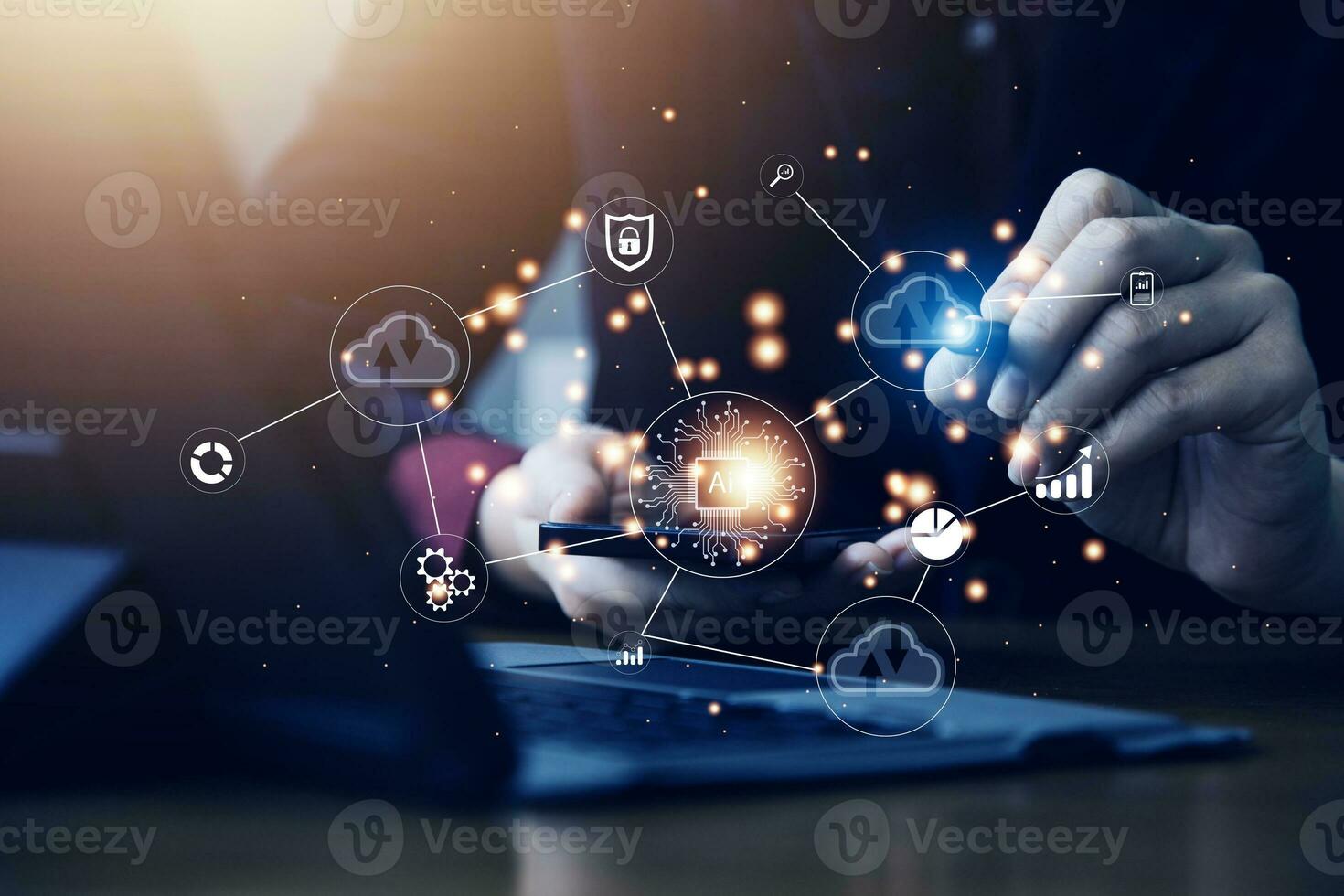 Digital transformation change management, internet of things. new technology bigdata and business process strategy, automate operation, customer service management, cloud computing, smart industry photo