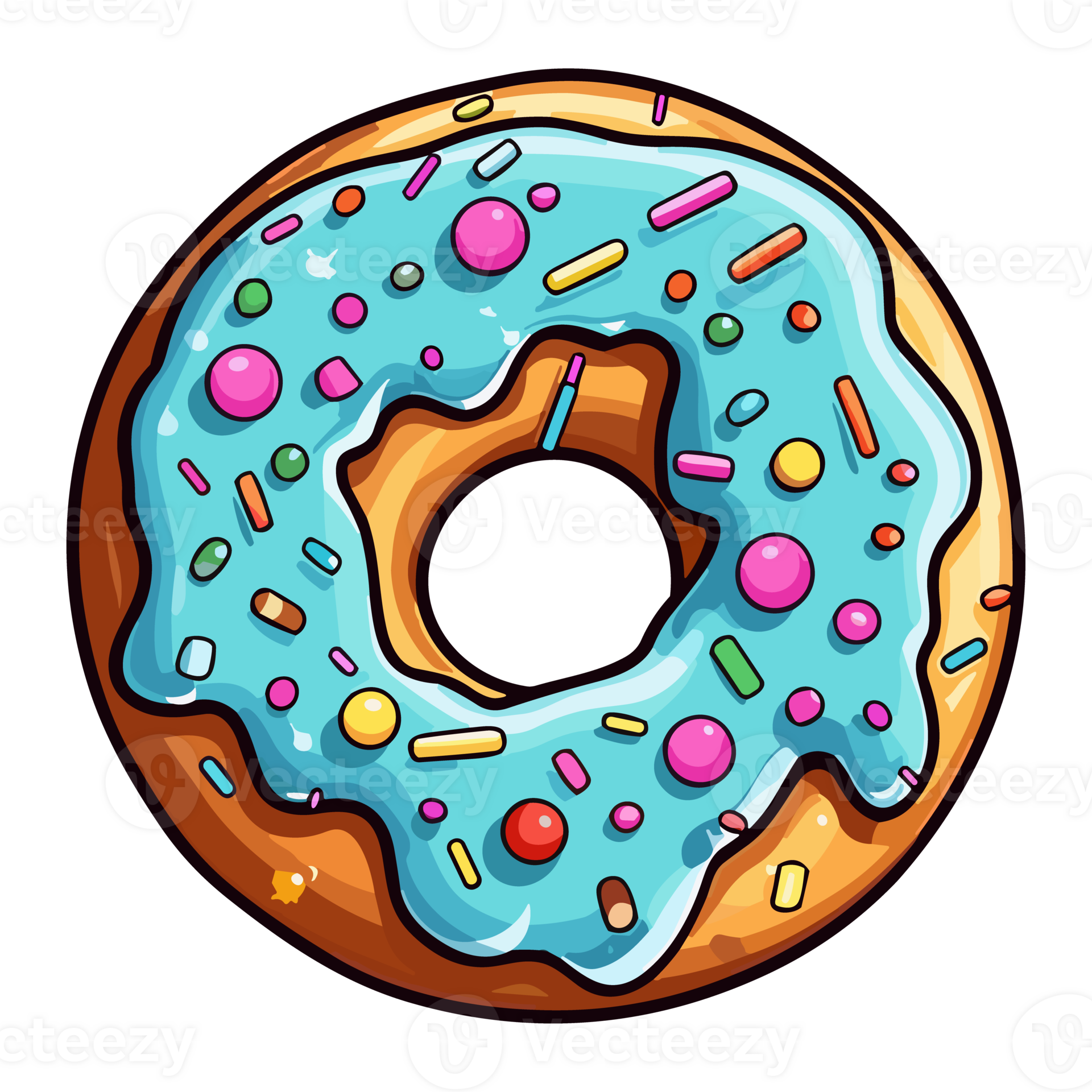 vanilla sprinkle donut sticker. Transparent background. Generative Ai