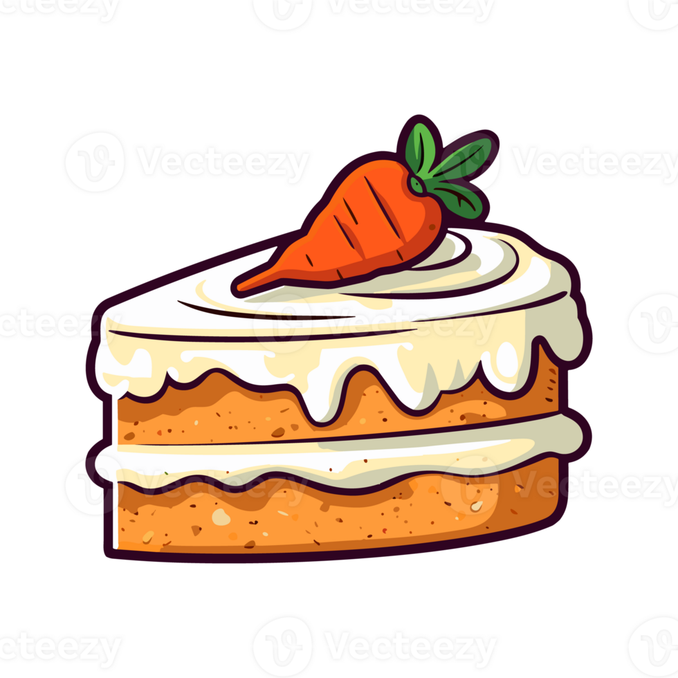 carrot cake clip art illustration. Transparent backgrund. Generative Ai png