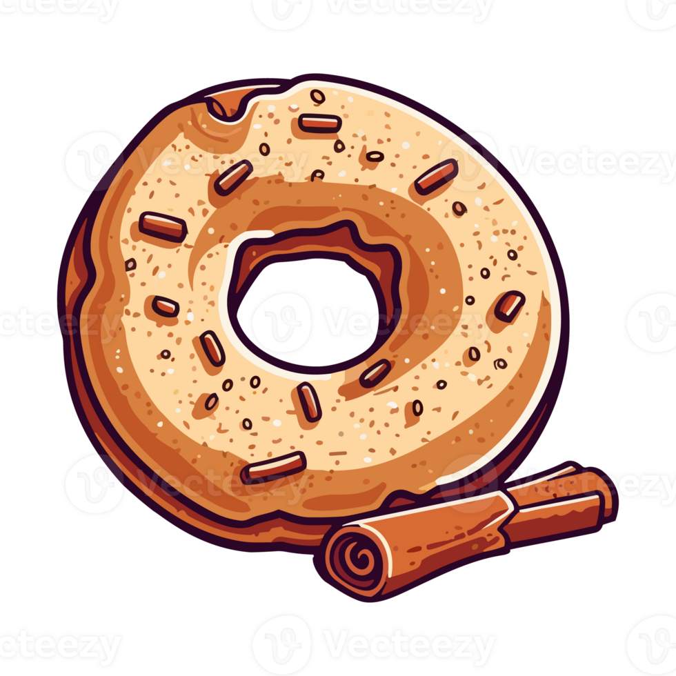 cinnamon sugar donut clip art illustration. Transparent background. png