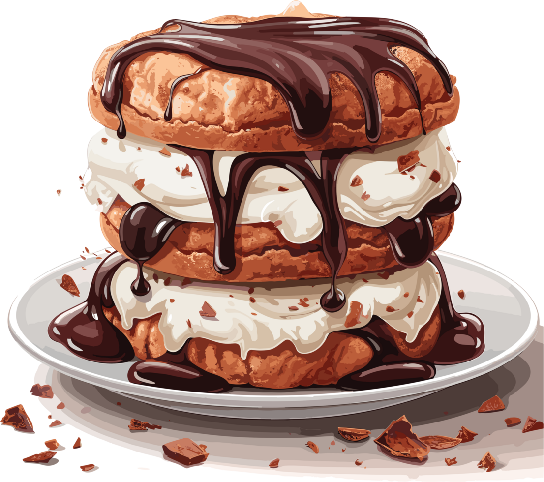 Ice cream sandwich illustration ai generative image png