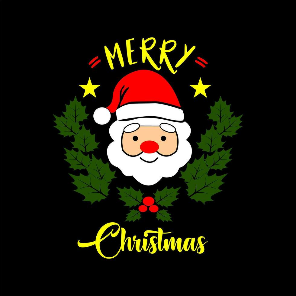 Cute santa claus character vector with merry christmas greeting